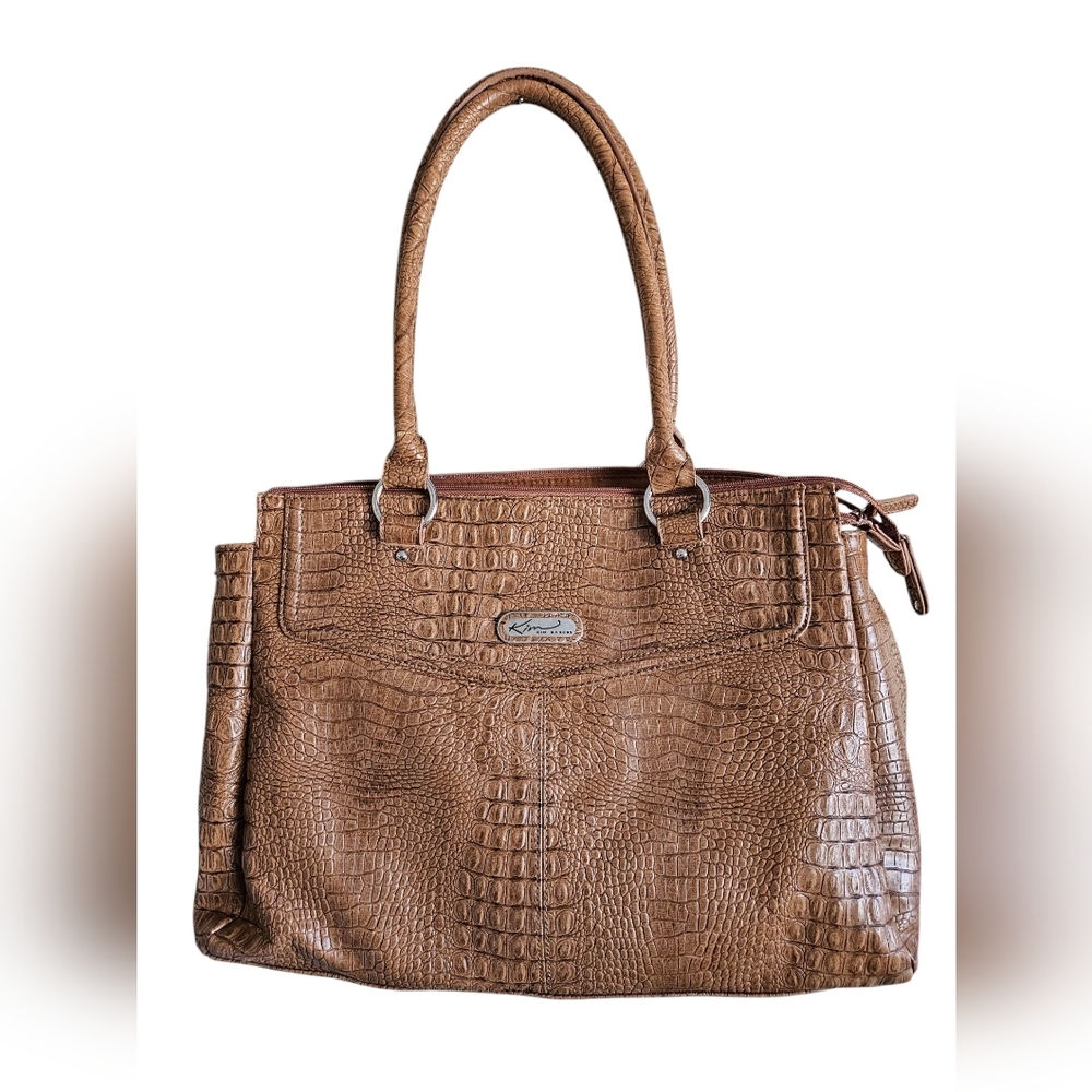 Elegant Brown Crocodile-Embossed Women's Bag